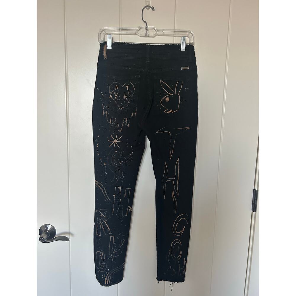 Kancan All Over Graffiti Art Black Skinny Jeans Size 7/27 - Picture 6 of 12